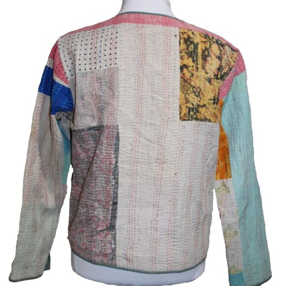 Boho Handmade Cotton Kantha Jacket Short Kimono Quilted Patchwork Boho Women's S - Picture 2 of 7